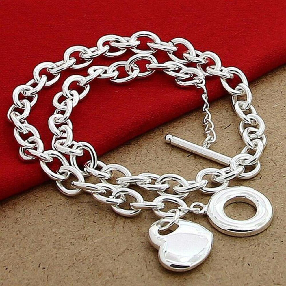 Maxpower (As The Picture, 50Cm) New Trendy 925 Silver Necklace Fashion Elegant Heart Pendant Necklaces Fine Jewelry