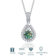 (aquamarine, 1CT) Tancise S925 Sterling Silver Moissanite Luxury Personality Pendant Necklace Women's Classic Tide Necklace Necklace Party Gift