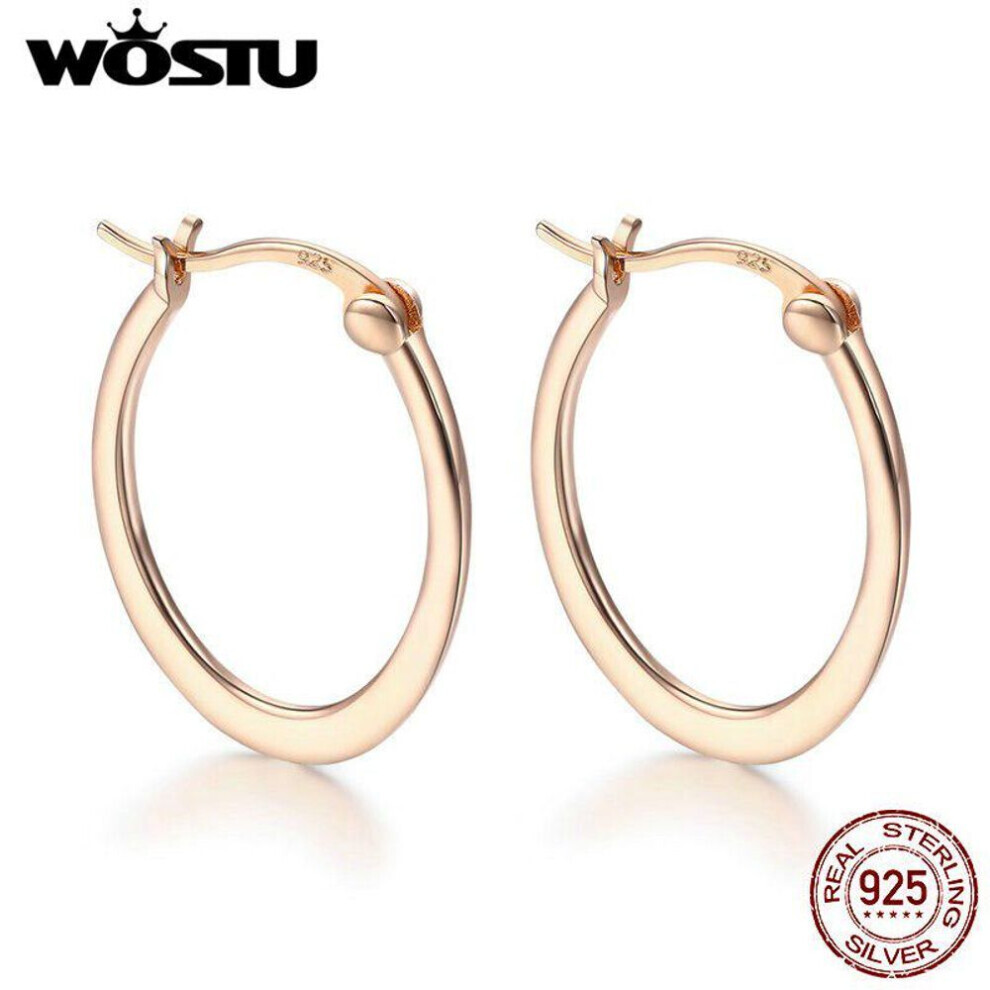 Maxpower (Earrings) Wostu New Fashion 925 Sterling Silver Rose Gold Color Hoop Earrings For Women Elegant Jewelry Gift Silver,Gold
