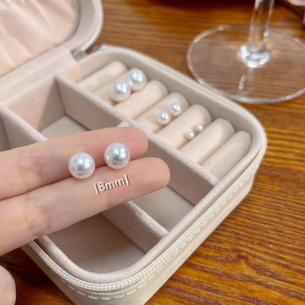 Maxpower (8Mm) Earring Simple Round Pearl Earrings Stud Earrings Charming For Women Korean Ear Jewelry White,Not,Specified