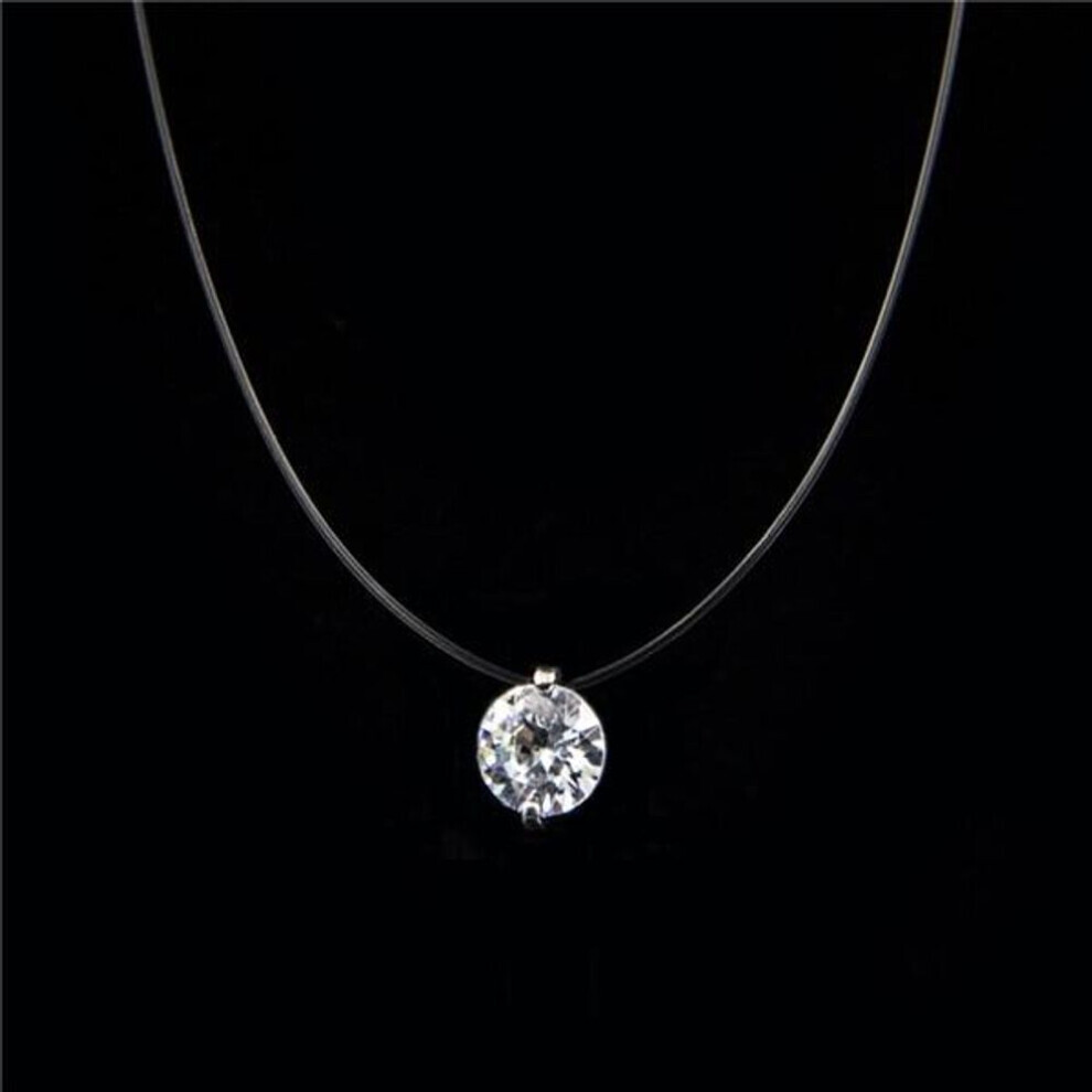 Maxpower (As The Picture) Female Transparent Fishing Line Necklace Color Invisible Chain Women Rhinestone Choker Necklace Collier Femme Silver