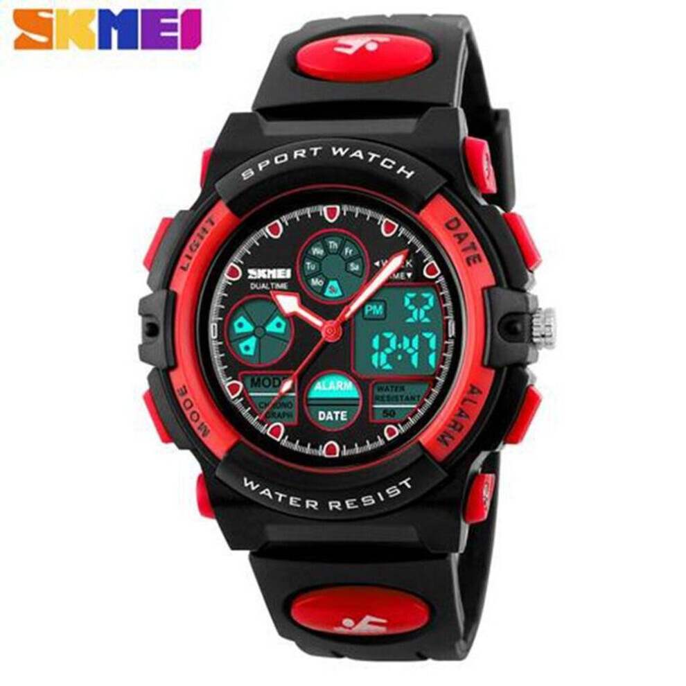 Maxpower (Red) Skmei Fashion Casual Quartz Digital Sports Watch Waterproof Multifunction Children Watches For Boys Girls Students Wristwatches 1163 Red
