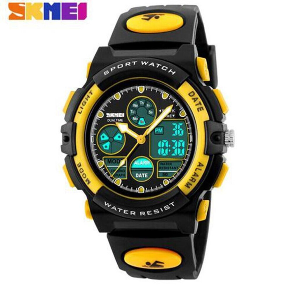 Maxpower (Yellow) Skmei Fashion Casual Quartz Digital Sports Watch Waterproof Multifunction Children Watches For Boys Girls Students Wristwatches 1163 Yellow