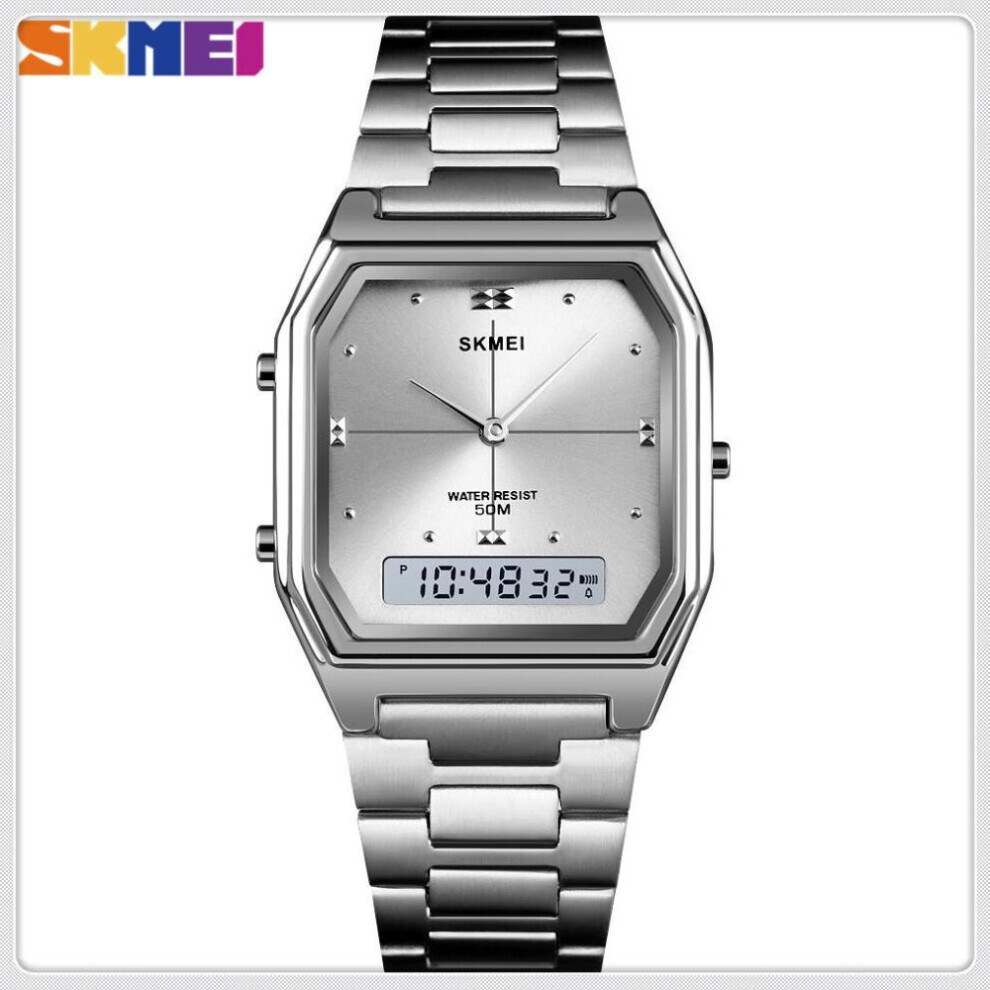 Maxpower (Silver) Skmei Gold Women's Digital Watches Fashion Electronic Waterproof Wrist Watch Stainless Steel Ladies Clock 1612 Silver,Gold