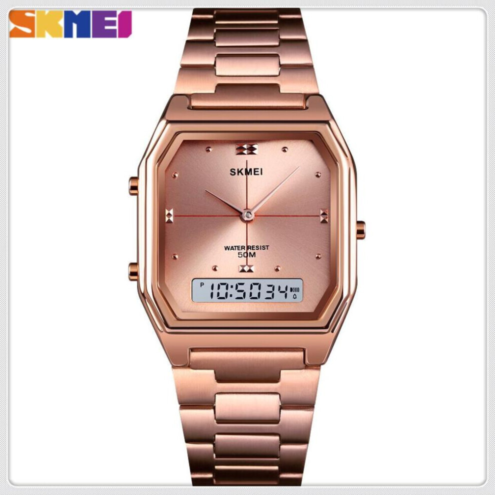 Maxpower (Rose ) Skmei Women's Digital Watches Fashion Electronic Waterproof Wrist Watch Stainless Steel Ladies Clock 1612 Gold