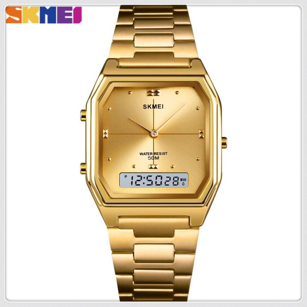 Maxpower (Gold) Skmei Women's Digital Watches Fashion Electronic Waterproof Wrist Watch Stainless Steel Ladies Clock 1612 Gold