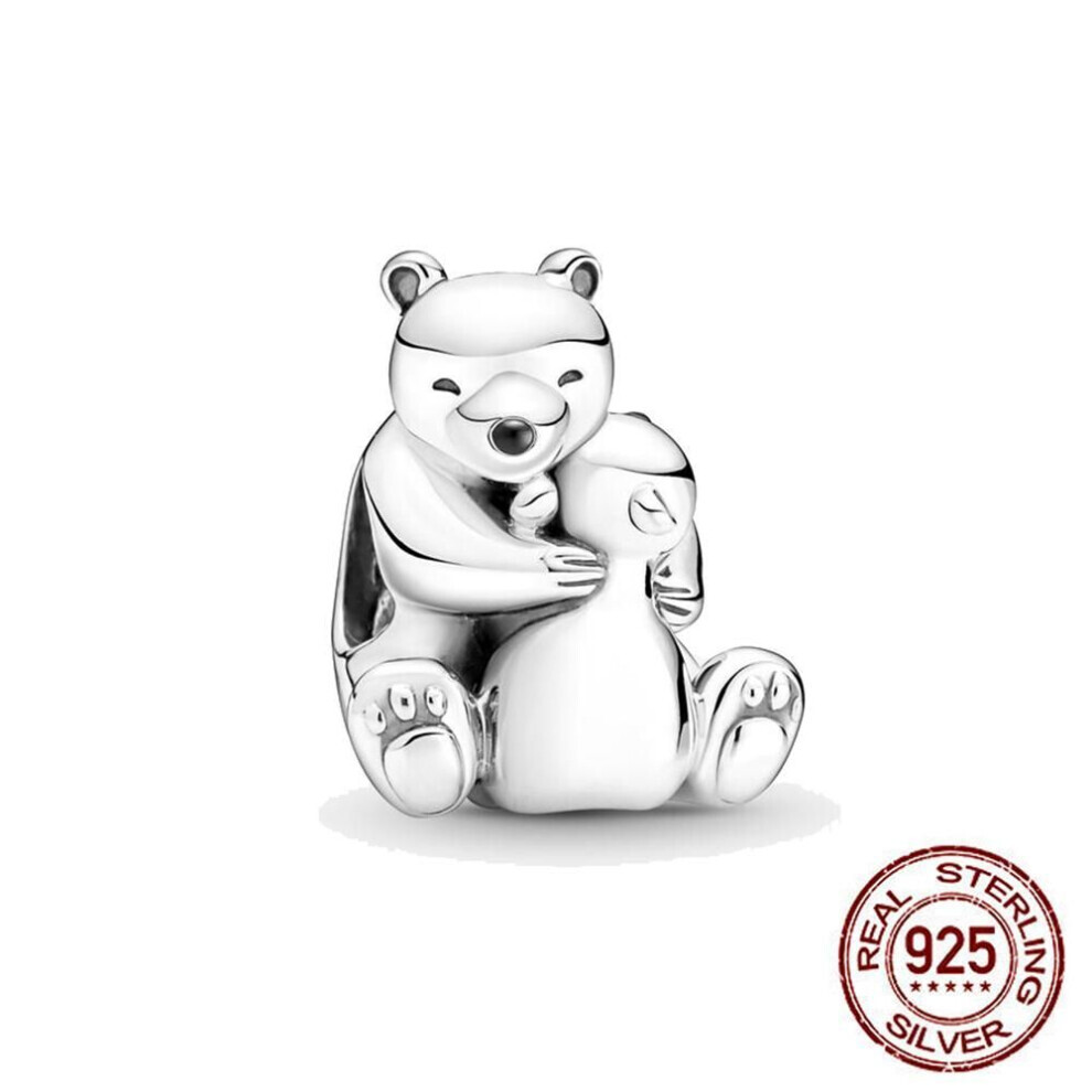 (as the picture) New S925 Sterling Silver Hugging Polar Bears Charm Beads Fit Original  Charms Bracelet Silver S925 Jewelry Berloque