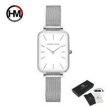 (silver) Hannah Martin Luxury Ladies Bracelet Quartz Watch Ultrathin Simple Fashion Japanese Movement Stainless Steel Mesh Belt Watch