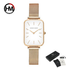 (white) Hannah Martin Luxury Ladies Bracelet Quartz Watch Ultrathin Simple Fashion Japanese Movement Stainless Steel Mesh Belt Watch