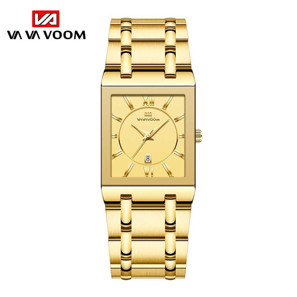 Maxpower (Golden) Va Va Voom Relogio Masculino Sport Watch Men Super Mens Watches Top Brand Luxury En Quartz Stainless Steel 30M Waterproof Wrist Watc Gold