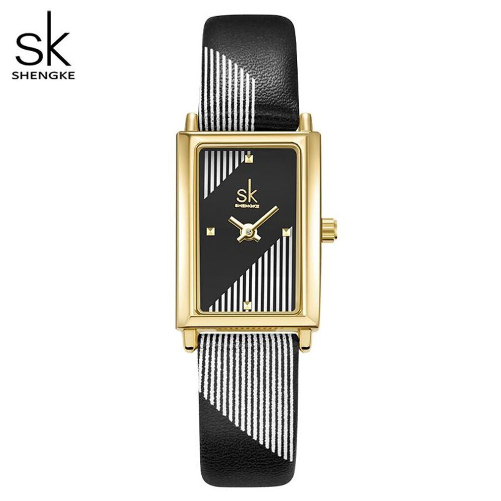 (black) Shengke New Design Watch For Women White Rectangle Ladies Wristwatch Elegant Quartz Movement Best Gifts Clock For Wife,friend,family