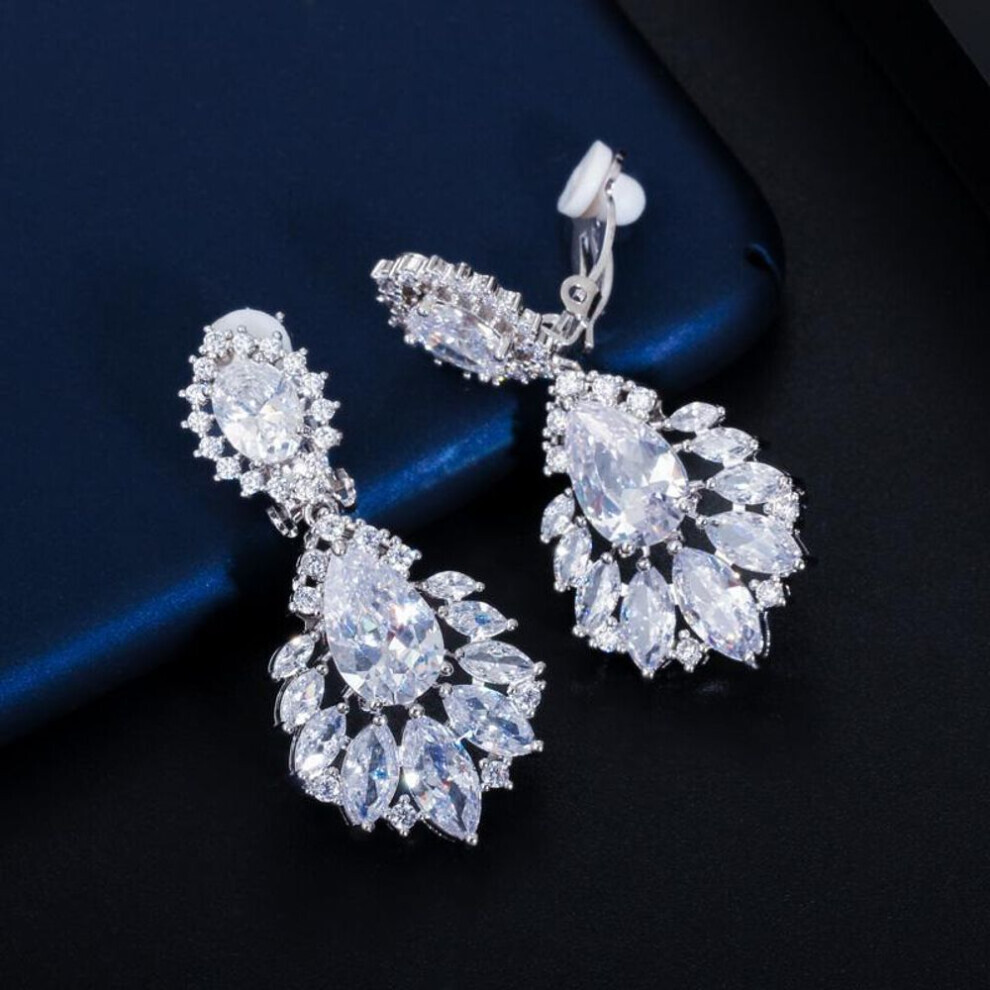 Maxpower (White) Wwj Earrings Without Pierced Ears Wedding Jewelry For Bride
