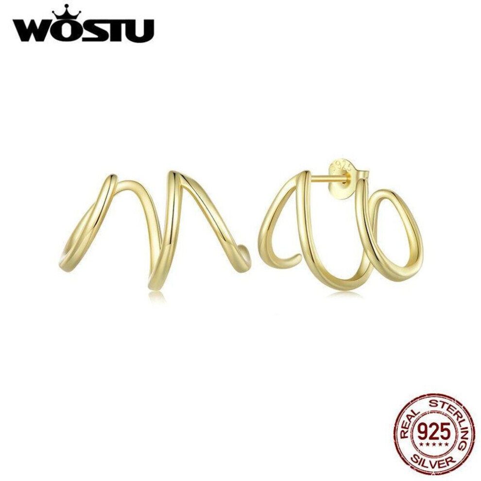 (gold, SCE986-B) Wostu 925 Sterling Silver Simple Line Earrings Stud Earrings For Women Natural Hypoallergenic Unique Design Ear Pins-image-OPC-PG8JFK6-NEW