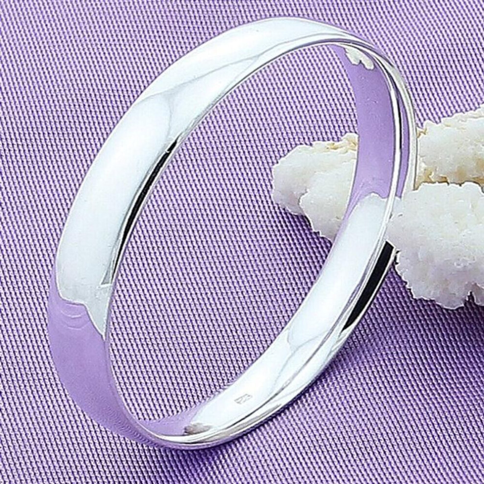 Maxpower (As The Picture, Resizable) Fashion 925 Sterling Round Bracelet Bangles Trendy Simple Big Bangle For Women Jewelry Gift Silver