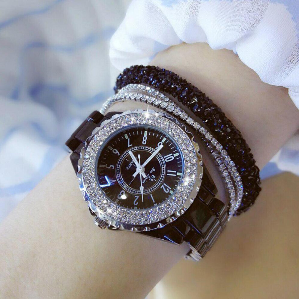 (black) 2019 Bs Bee Sister Women Watch Luxury Wristwatch White Ceramic Fashion Ladies Quartz Watch Reloj Mujer Feminino Relogio Saati