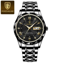 (black,black) New Top Brand Luxury Man Wristwatch Waterproof Luminous Date Week Men Watches Stainless Steel Quartz Men's Watch Male
