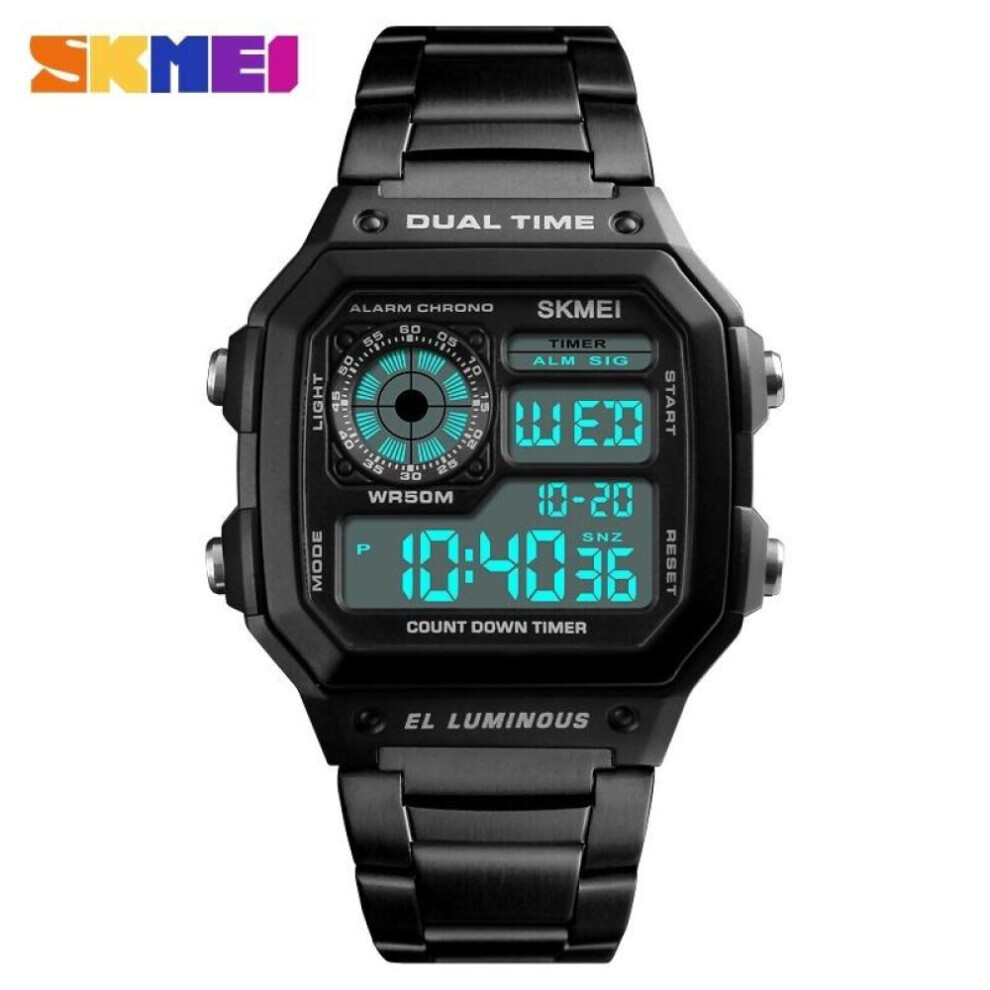 Maxpower (Black) Skmei Men Led Countdown Alarm Digital Wrist Watch Black