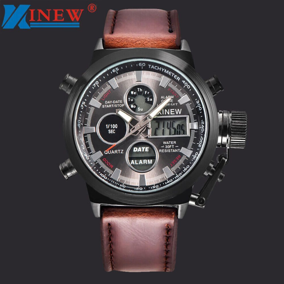 Maxpower (,Coffee) Mens Quartz Sport Military Army Led Analog Stainless Steel Wrist Watch Black