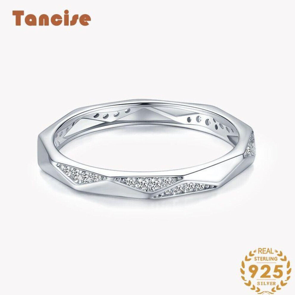 (silver, 9) Tancise Classic 925 Sterling Silver  Zircon Ring Ladies Jewelry Wedding Promise Party Gift