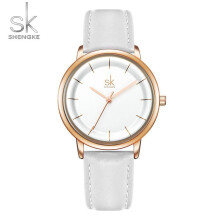 (grey) Shengke Women Watches Simple Fashion Female Leather Quartz Wrist Watch Ladies Waterproof Clock Girl Gift