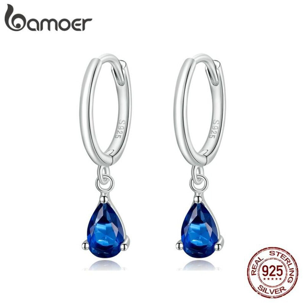 Maxpower (Blue) Bamoer 925 Sterling Silver Hypoallergenic Water Drop Ear Buckles For Women Delicate Jewelry Blue,Silver