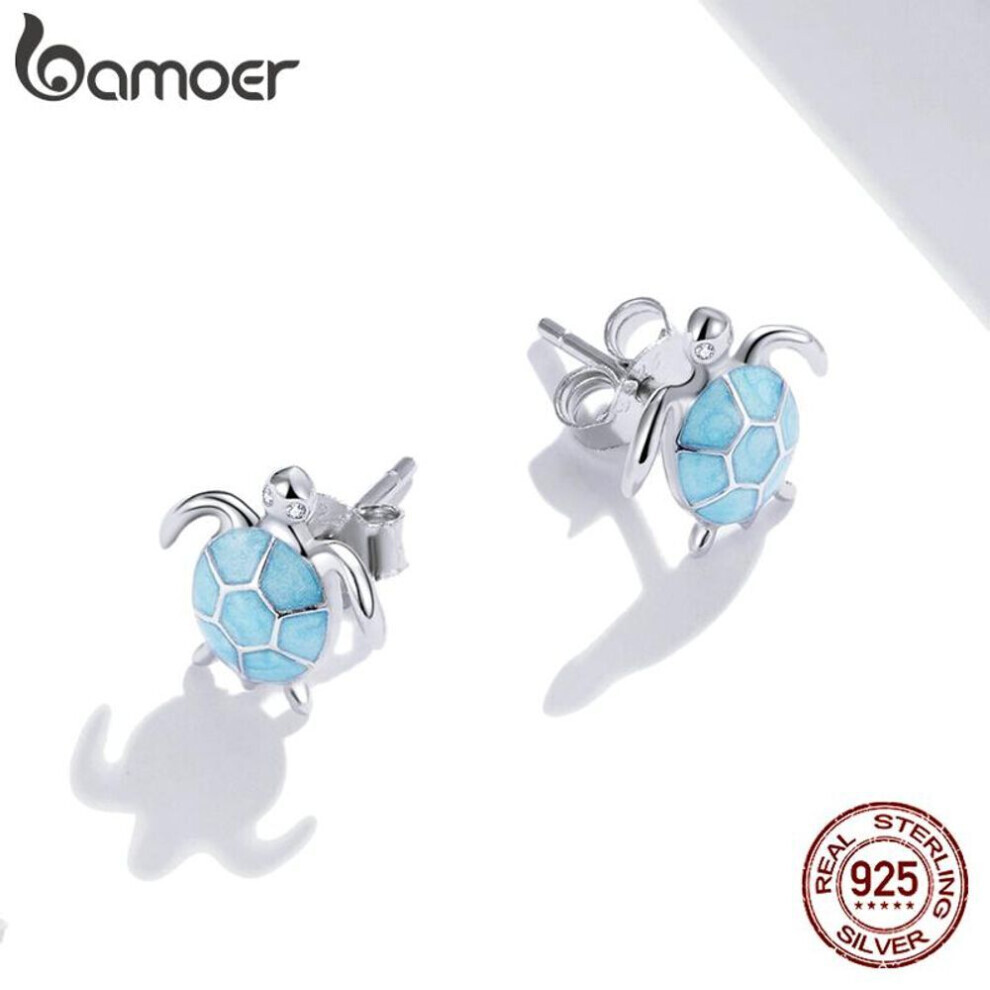 Maxpower (Silver) Bamoer 925 Sterling Silver Hypoallergenic Earrings Blue Turtle Women Earring Stud Blue,Silver