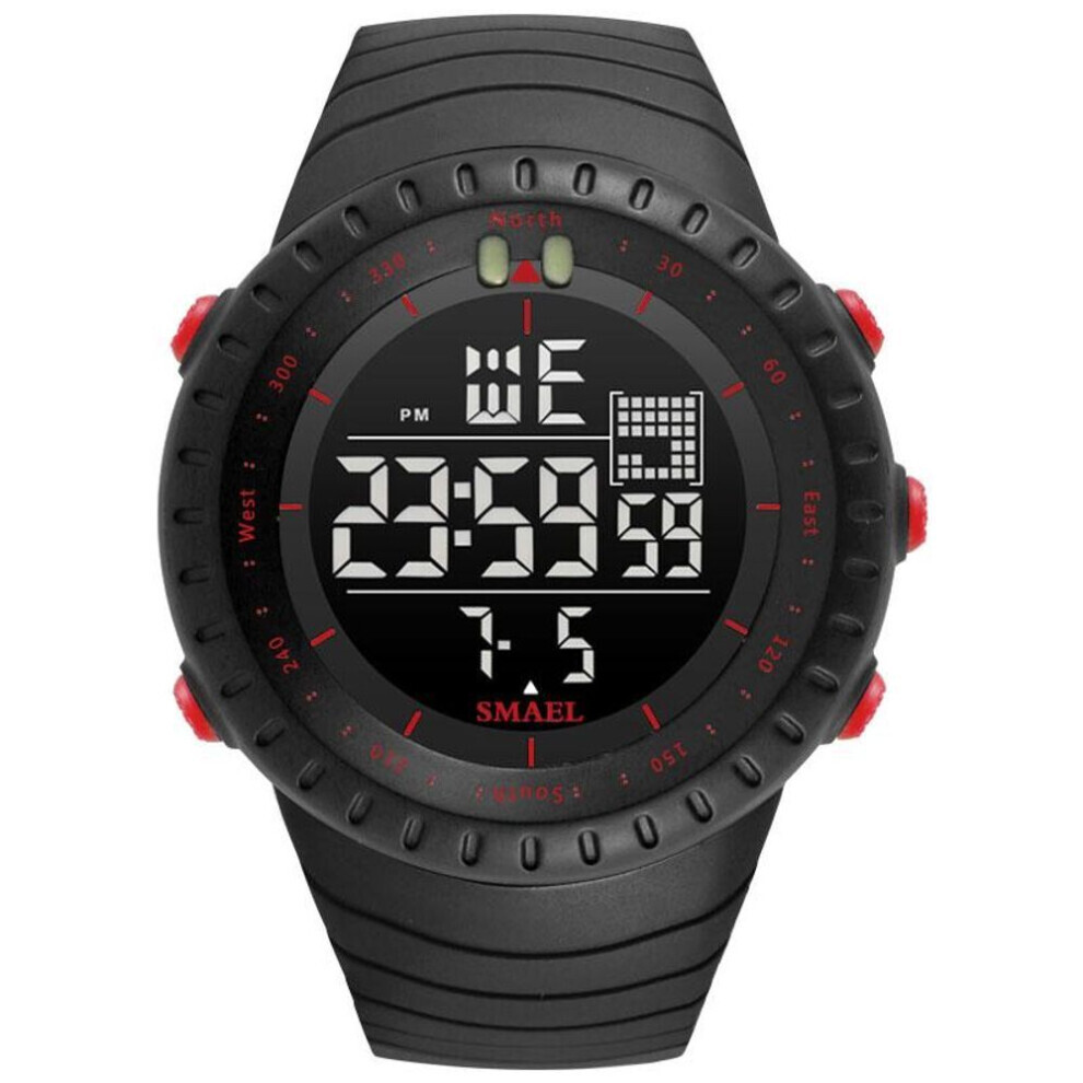 (red, With Package) Smael Brand New Electronics Watch Analog Quartz Wristwatch Horloge 50 Meters Waterproof Kol Saati 1237 Digital Alarm Men Watches