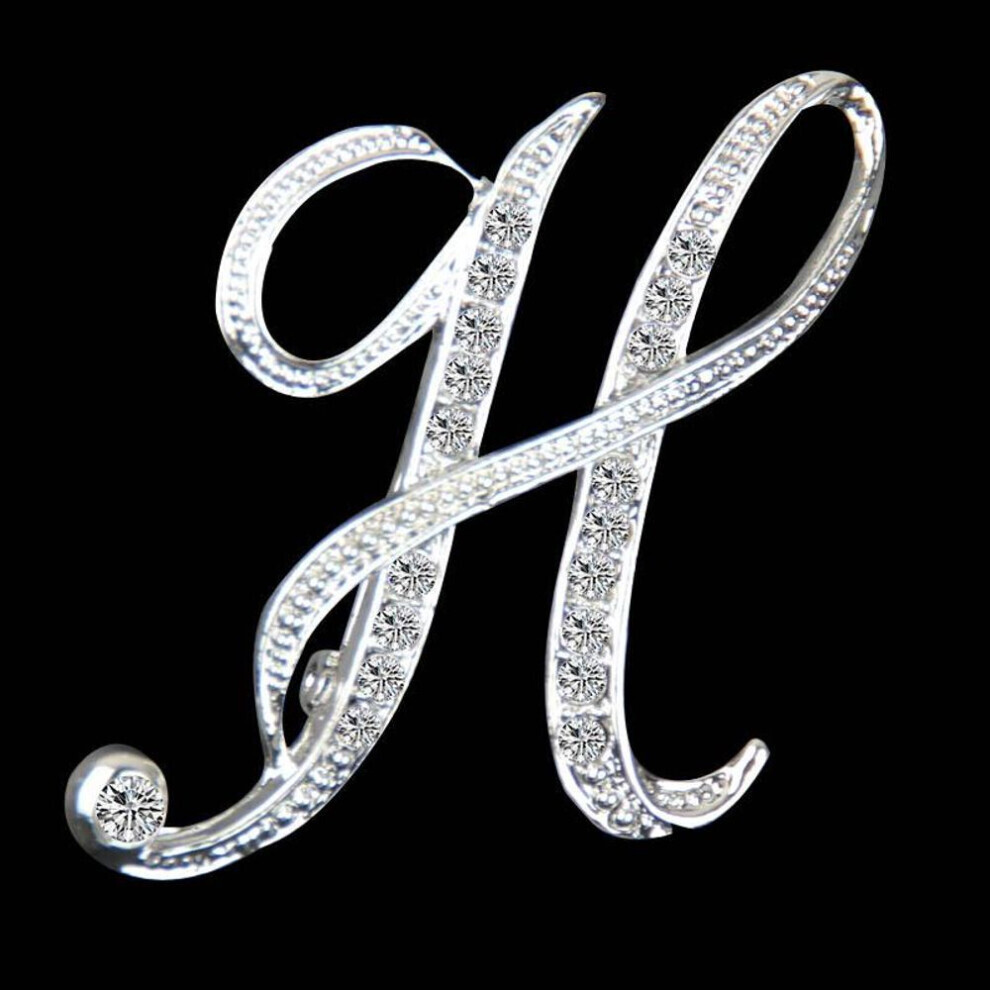 (H) Gifts Rhinestone Letter Crystal Pins Jewelry Letter Alphabetical English Brooch Brooches