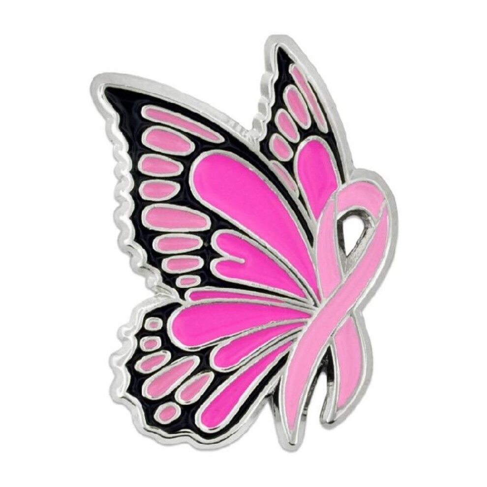Maxpower (Pink) Butterfly Ribbon Brooch Breast Cancers Awareness Metal Dripping Oil Corsage Enamel Pin Badge Clothing Accessories Pink