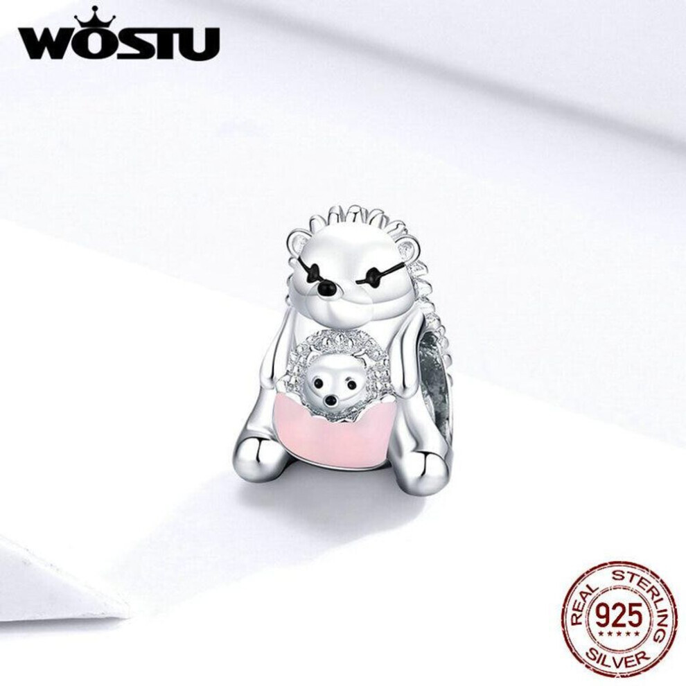 Maxpower (925 ) Wostu Gentle Hedgehog Beads 925 Sterling Mom Love Beads For Jewelry Making Animal Charms Silver