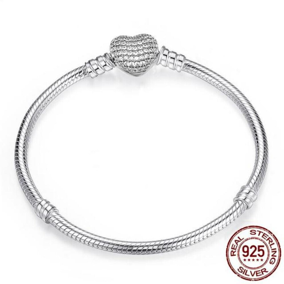 Maxpower (Green, 21Cm) Lose Money Sale Original Handmade Bracelet Diy Jewelry 925 Sterling Silver Snake Chain Bracelets For Women Heart Clasp Making Green,Silver