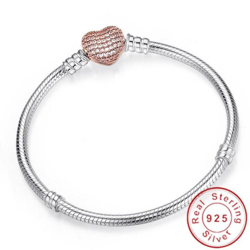 Maxpower (Red, 21Cm) Lose Money Sale Original Handmade Bracelet Diy Jewelry 925 Sterling Silver Snake Chain Bracelets For Women Heart Clasp Making Red,Silver