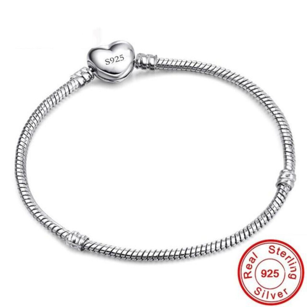 Maxpower (White, 21Cm) Lose Money Sale Original Handmade Bracelet Diy Jewelry 925 Sterling Silver Snake Chain Bracelets For Women Heart Clasp Making White,Silver