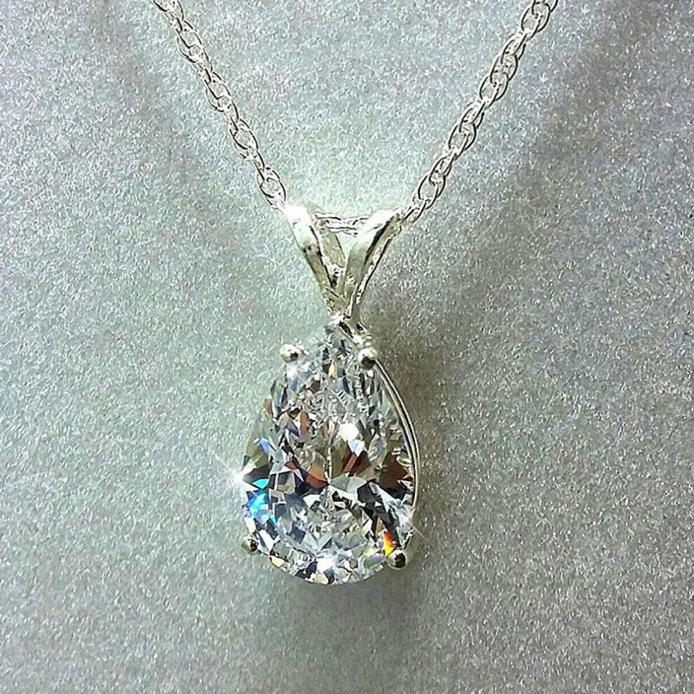 (as the picture) Water Drop 3ct Lab Diamond Pendant 925 Sterling Silver Wedding Pendants Necklace For Women Charm Party Choker Jewelry Gift