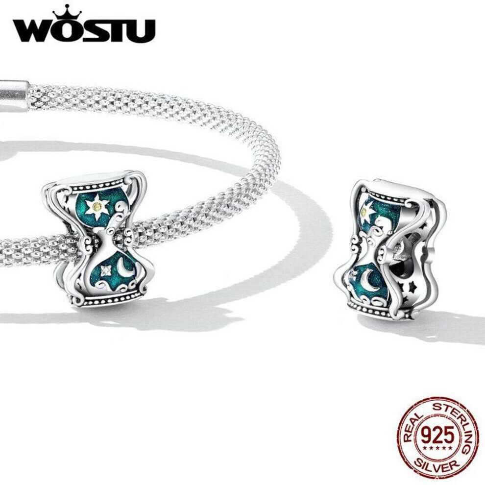 Maxpower (925 ) Wostu 925 Sterling Sun & Moon Hourglass Zircon Charm Bead For Women Fit Original Diy Bracelet Jewelry Silver