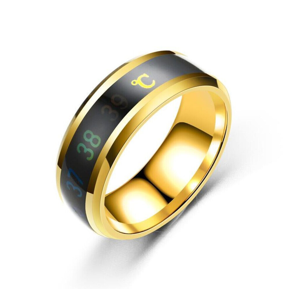 Maxpower (Gold, 11) Temperature Ring Titanium Steel Mood Emotion Feeling Intelligent Temperature Sensitive Rings For Women Men Waterproof Jewelry
