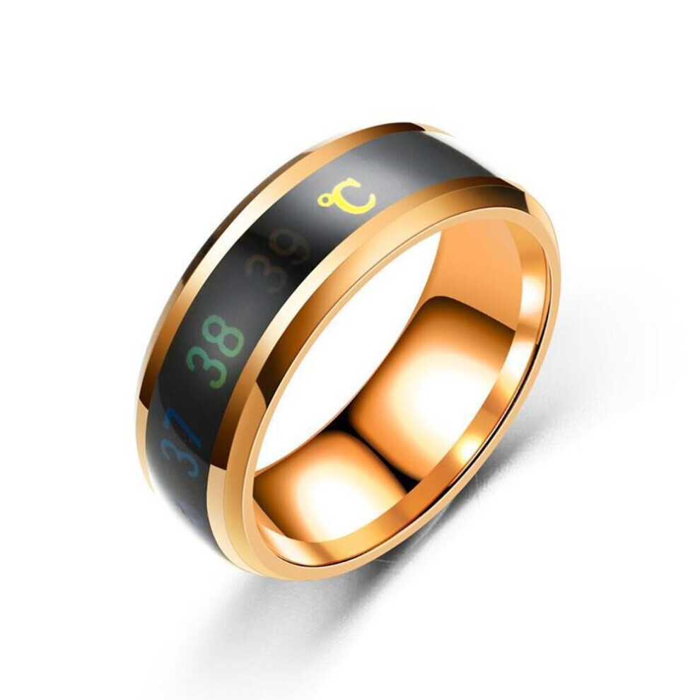 (rose gold, 12) Temperature Ring Titanium Steel Mood Emotion Feeling Intelligent Temperature Sensitive Rings For Women Men Waterproof Jewelry