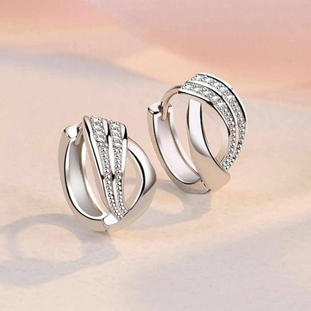 Maxpower (As The Picture) New 925 Needle Classic Women Crystal Wing Earrings Simple Fashion Original Design Jewelry Silver