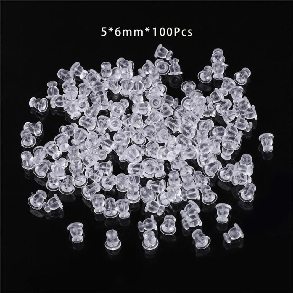Maxpower (Clear, 6X5mm 100Pcs) 10-100Pcs/Bag Silicone Transparent Stud Earrings Earplugs For Diy Earrings Jewelry Making Accessories