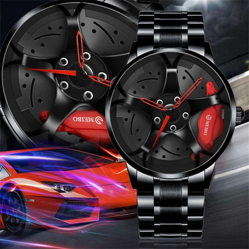 Maxpower (Red) Watches Men Sports Watches Men Watches Quartz Sport Rim Hub Wheel Quartz Wristwatch Red