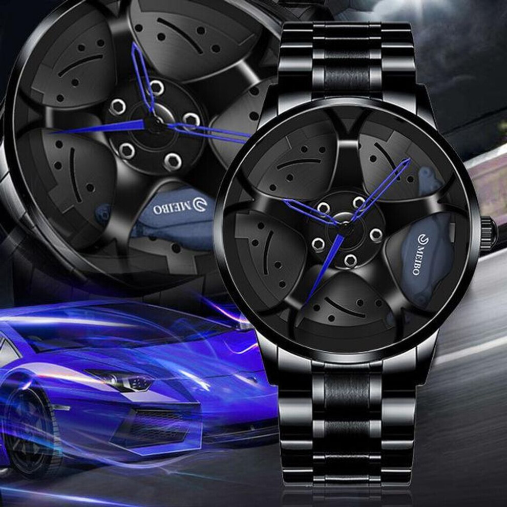 Maxpower (Blue) Watches Men Sports Watches Men Watches Quartz Sport Rim Hub Wheel Quartz Wristwatch Blue