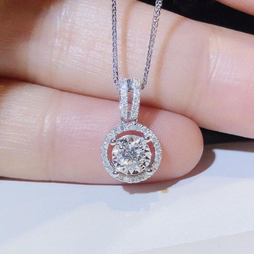 Maxpower (White) S925 Silver Necklace Natural Diamond With Moissanite Gemstone Pendant For Women Fashion Silver 925 Jewelry Collare Mujer Pendant White,Silver