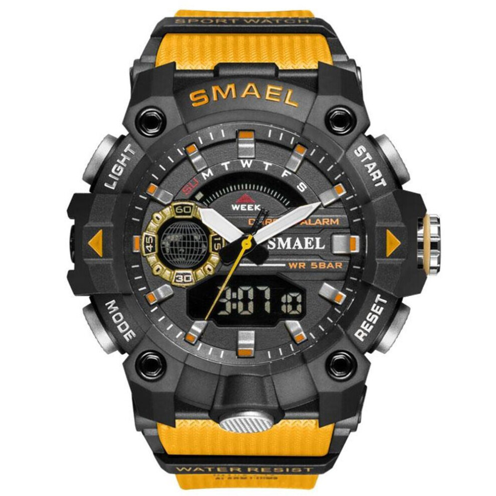 Maxpower (Orange) Smael Military Watches Men Sport Watch 50M Waterproof Wristwatch Stopwatch Alarm Led Light Digital Watches Orange