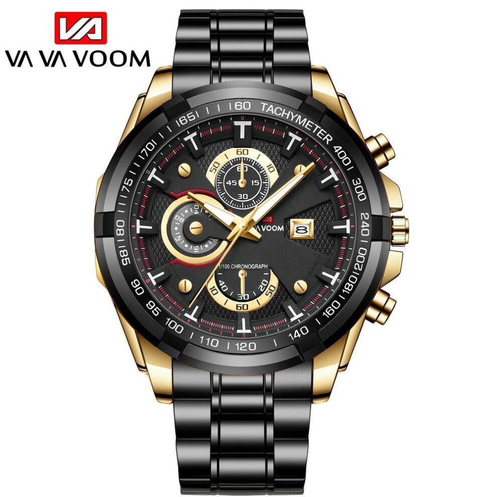 Maxpower (Gold, No Packaging) Va Va Voom Fashion Quartz Watches Mens Watches Luxury Men Sports Gold Stainless Steel Quartz Wrist Watch Man Business Casual 3Atm