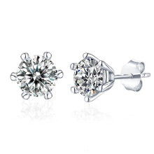 (as the picture, 0.5CT and 0.5CT) D Color 0.5 Ct 100% Moissanite Stud Earrings For Women Ear Studs 925 Silver White Gold Plated Jewelry Pass Diamond Test