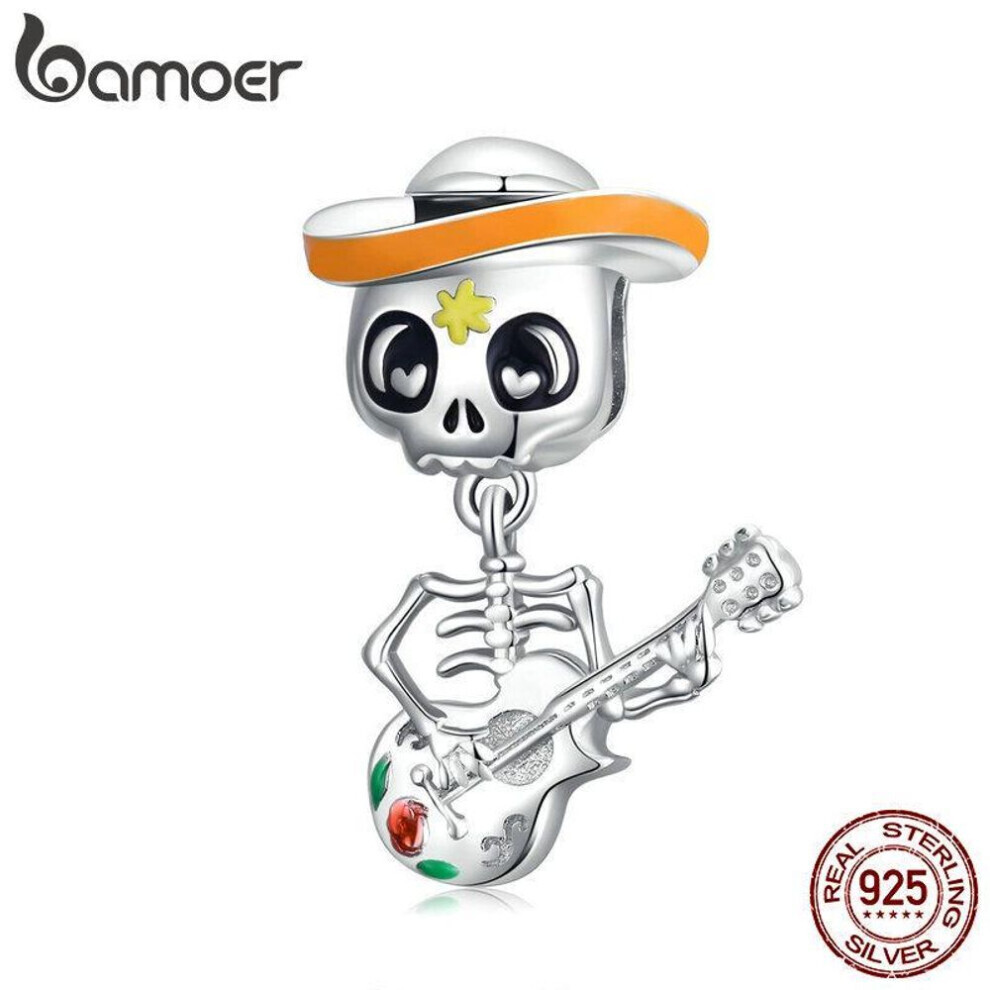 (D) Bamoer Unique Design 925 Sterling Silver Halloween Series Pendant Jewelry Haunted House Black Cat Skull Ghost Pumpkin Charm Bead Fit Bracelet Jewelry