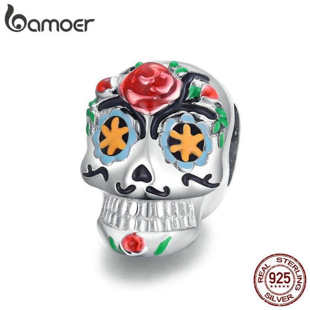 (C) Bamoer Unique Design 925 Sterling Silver Halloween Series Pendant Jewelry Haunted House Black Cat Skull Ghost Pumpkin Charm Bead Fit Bracelet Jewelry