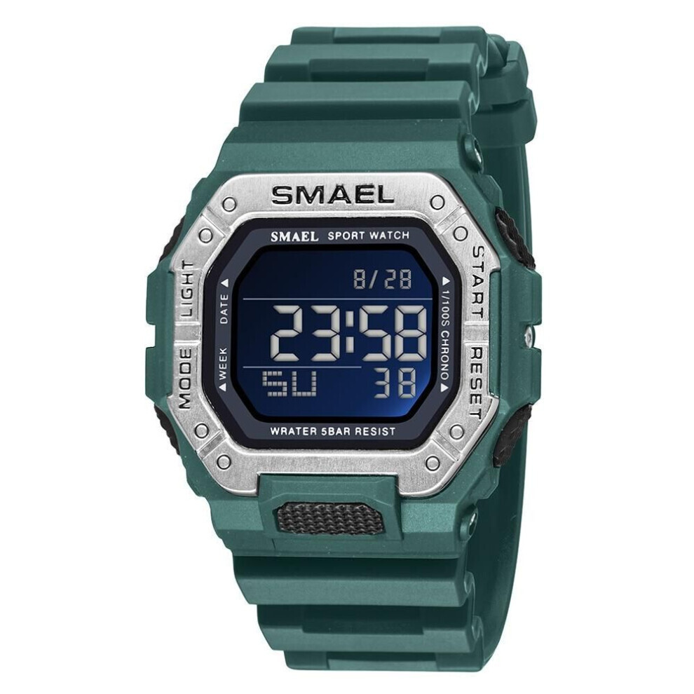 Maxpower (, With Packaging) Smael Digital Watch Men Sports Waterproof Stopwatch Alarm Clock Rubber Strap Military Wristwatches 8059 Sport Watches Led Digi Green
