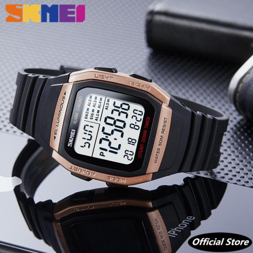 Maxpower (Rose ) Skmei Mens Digital Countdown Chronograph Wrist Watch Gold