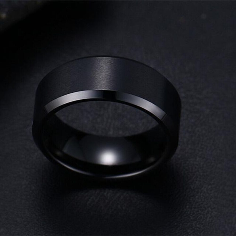 Maxpower (Black, 7) 8Mm Titanium Steel Band Wedding Engagement Jewelry Black Men's Ring Fashion Party Ring Jewelry